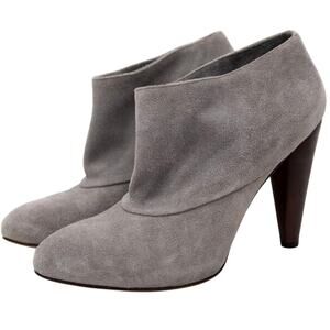 Cole Haan Gray Suede Wooden Cone Heel Ankle Boots Size 9.5